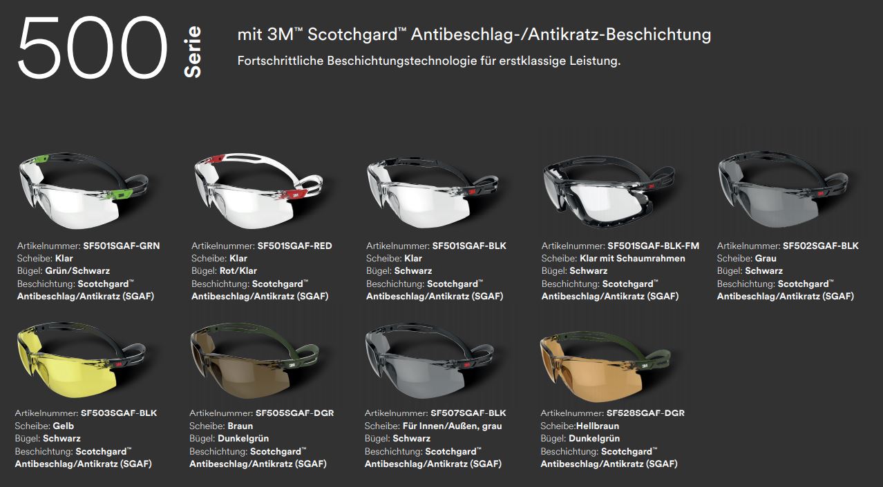 3M SecureFit Augenschutz 500er Serie
